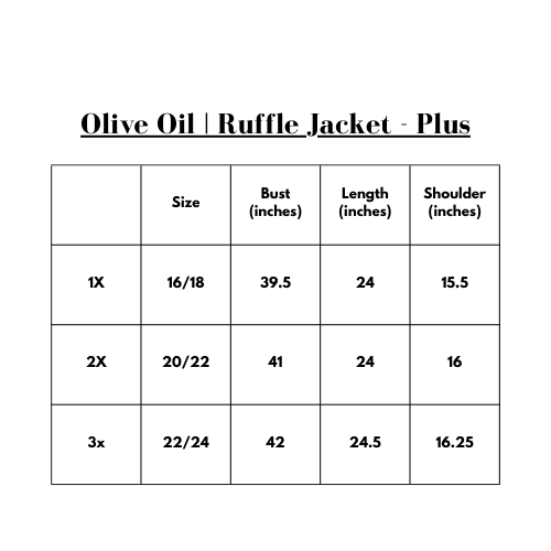 Olive Oil | Ruffle Jacket - Plus