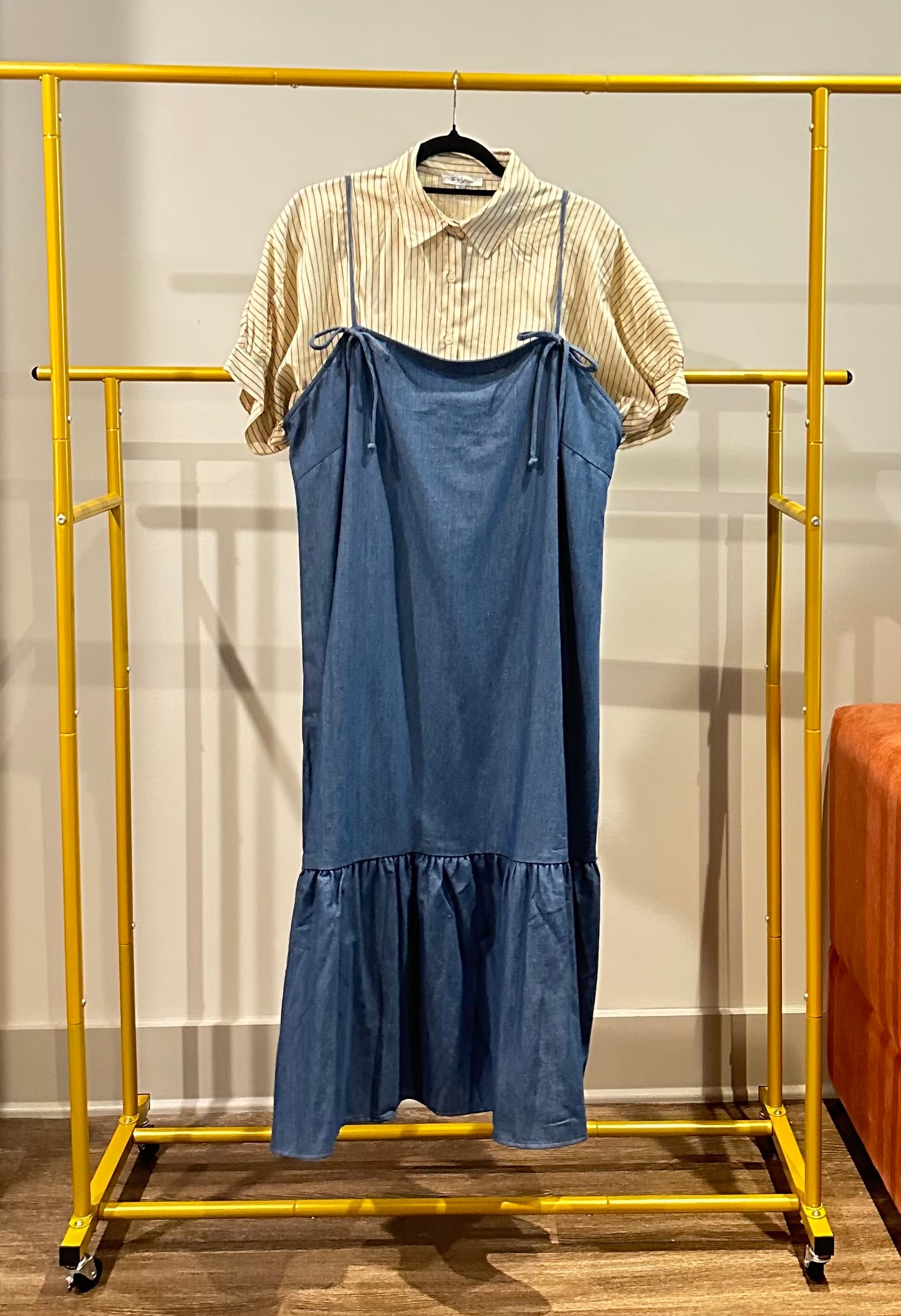 Chambray Bleu Bow | Cotton Dress - Plus