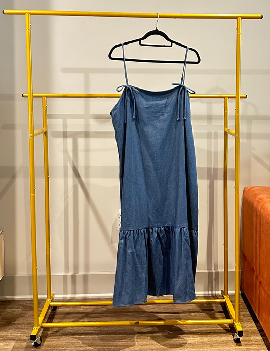 Chambray Bleu Bow | Cotton Dress - Plus
